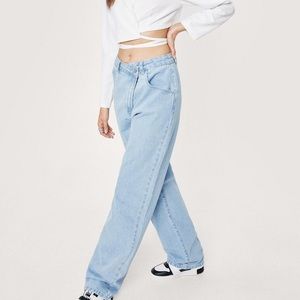 Nasty gal asymmetric high waisted straight leg jeans